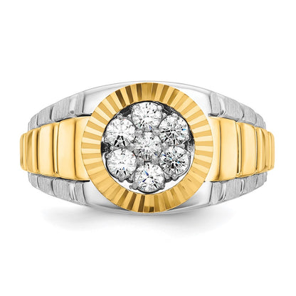 14k Two-Tone 1/2 Ct. Lab Grown Diamond VS/SI+ G+ Ribbed Men's Cluster Ring