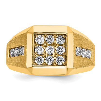 10K Yellow Gold Ibgoodman Men'S Polished And Satin Square Cluster Ring Mounting