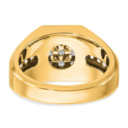 10K Yellow Gold Ibgoodman Men'S Polished And Satin Square Cluster Ring Mounting