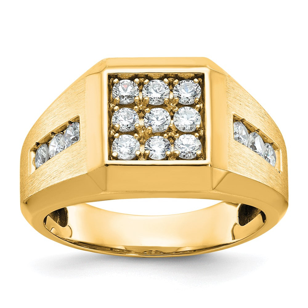10K Yellow Gold Ibgoodman Men'S Polished And Satin Square Cluster Ring Mounting