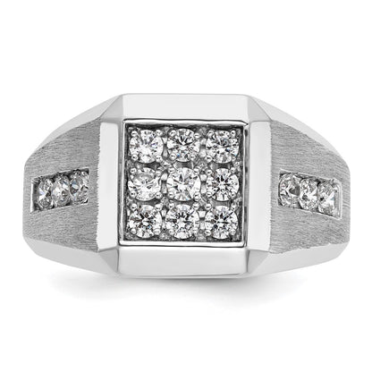 14k White Gold 1 Ct. Lab Grown Diamond VS/SI+ G+ Square Cluster Men's Ring