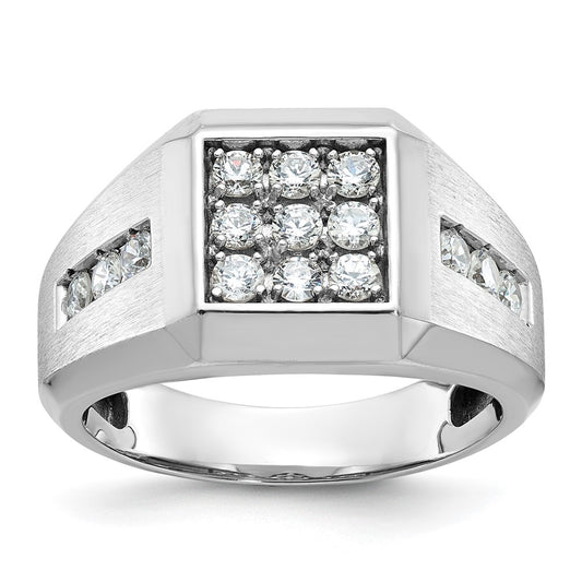 14k White Gold 1 Ct. Lab Grown Diamond VS/SI+ G+ Square Cluster Men's Ring