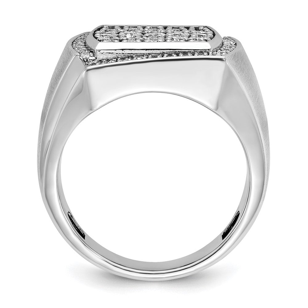 14k White Gold Men's Polished and Satin 1.3 carat Diamond Complete Ring