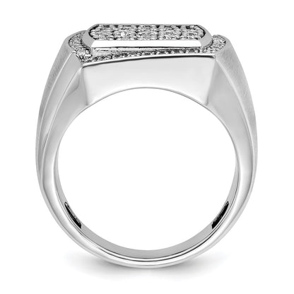 14k White Gold Men's Polished and Satin 1.3 carat Diamond Complete Ring