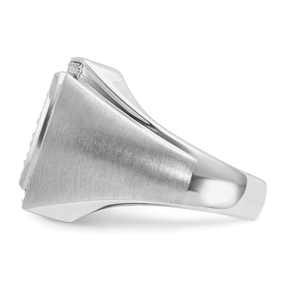 14k White Gold Men's Polished and Satin 1.3 carat Diamond Complete Ring