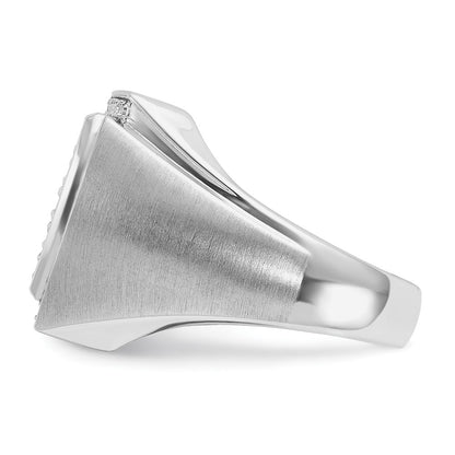 14k White Gold Men's Polished and Satin 1.3 carat Diamond Complete Ring