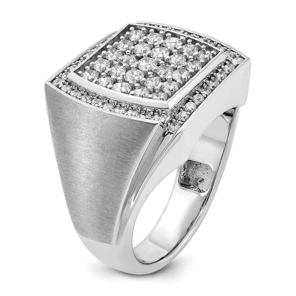 14k White Gold Men's Polished and Satin 1.3 carat Diamond Complete Ring