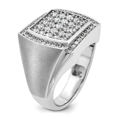 14k White Gold Men's Polished and Satin 1.3 carat Diamond Complete Ring