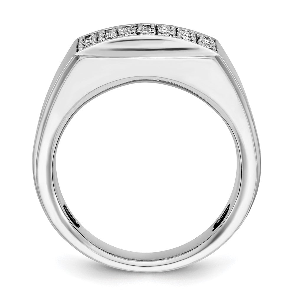 14k White Gold Men's Polished and Satin 1.5 carat Diamond Complete Ring