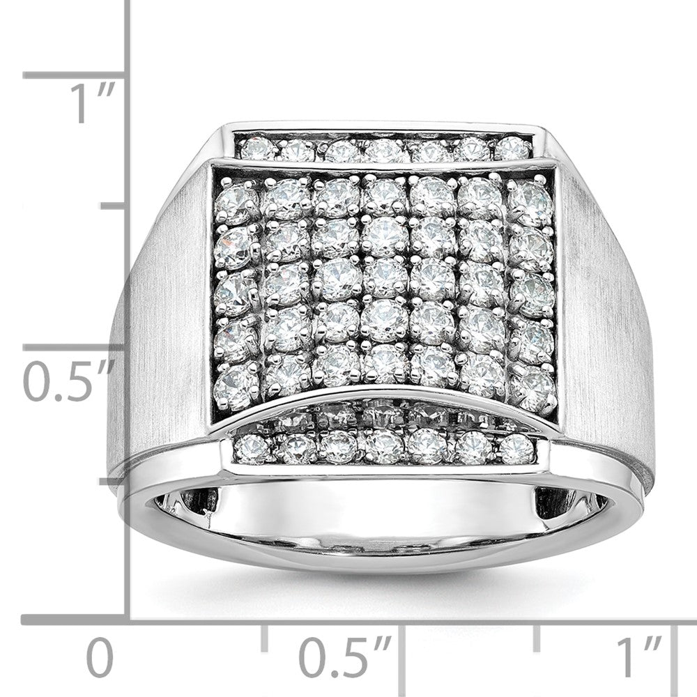 14k White Gold Men's Polished and Satin 1.5 carat Diamond Complete Ring