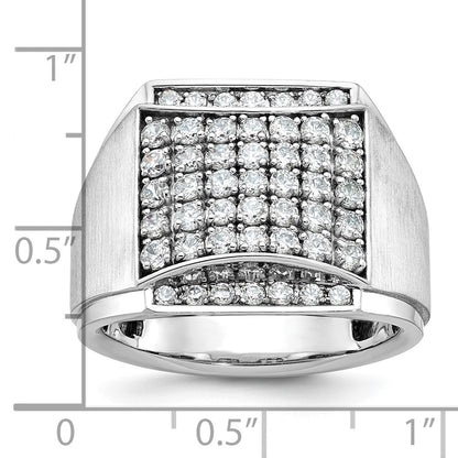 14k White Gold Men's Polished and Satin 1.5 carat Diamond Complete Ring