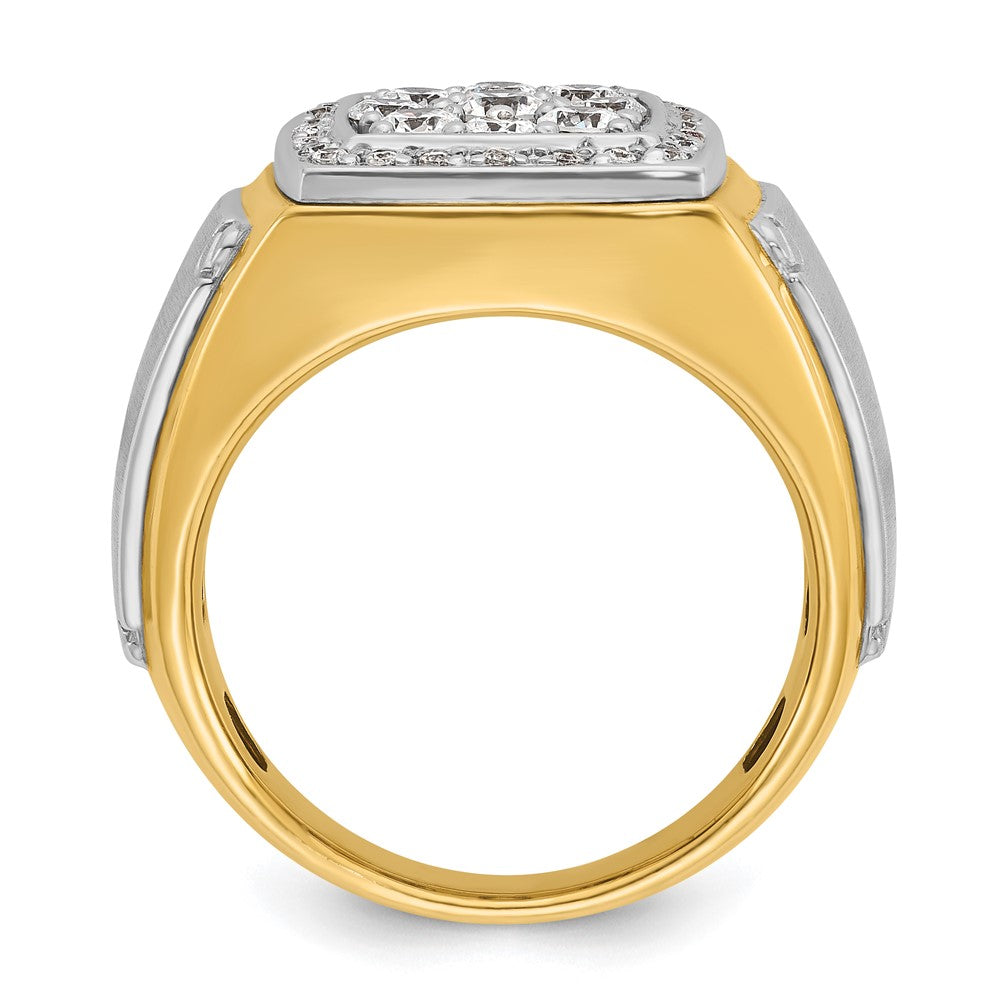14k Two-tone Two Tone 1 Ct. Lab Grown Diamond VS/SI+ G+ Men's Polished and Satin Cluster Ring