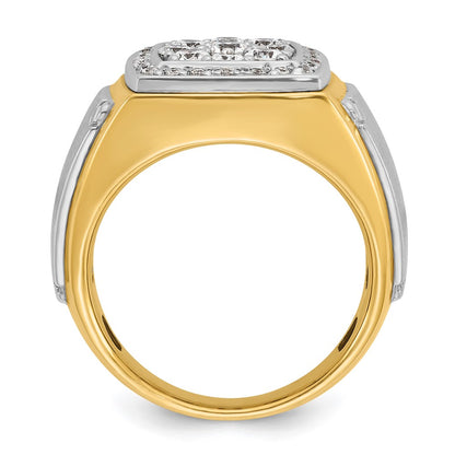 14k Two-tone Two Tone 1 Ct. Lab Grown Diamond VS/SI+ G+ Men's Polished and Satin Cluster Ring