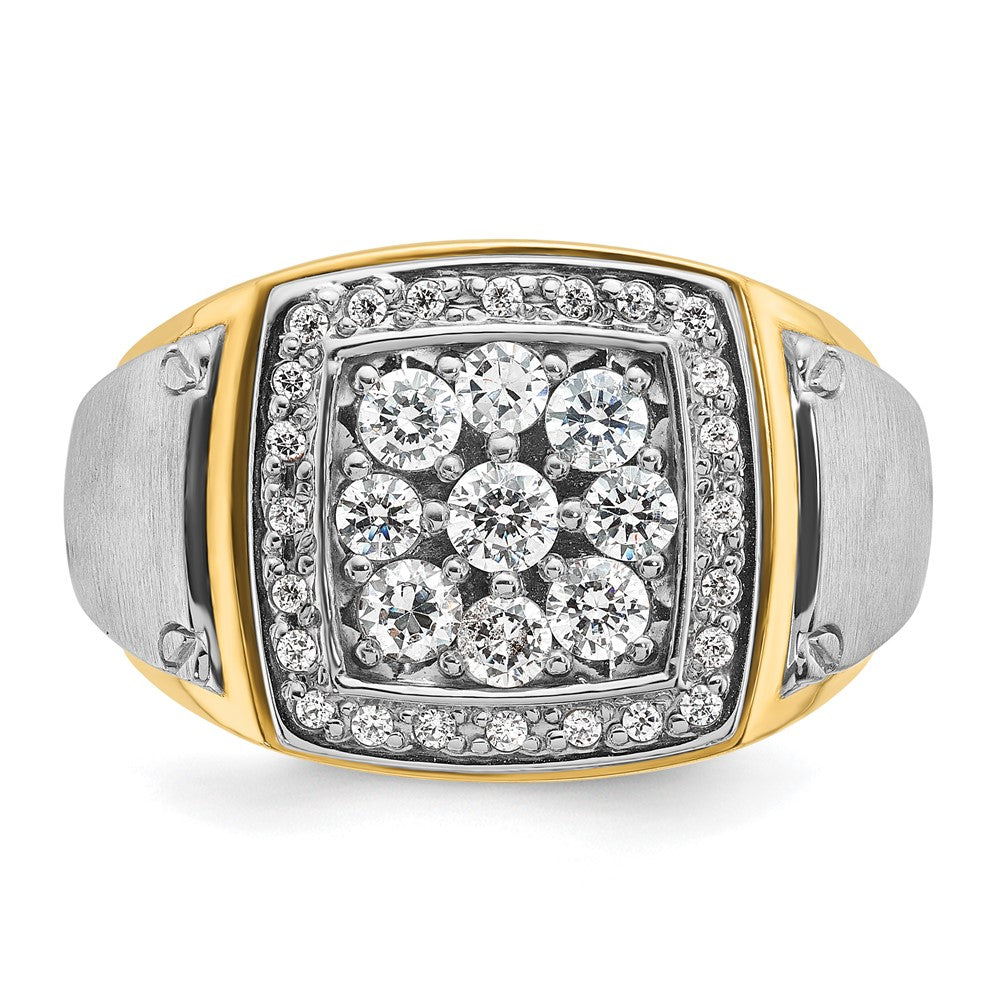 14k Two-tone Two Tone 1 Ct. Lab Grown Diamond VS/SI+ G+ Men's Polished and Satin Cluster Ring