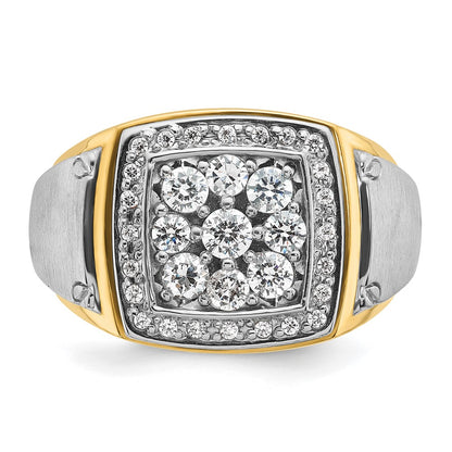 14k Two-tone Two Tone 1 Ct. Lab Grown Diamond VS/SI+ G+ Men's Polished and Satin Cluster Ring