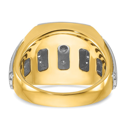 14k Two-tone Two Tone 1 Ct. Lab Grown Diamond VS/SI+ G+ Men's Polished and Satin Cluster Ring