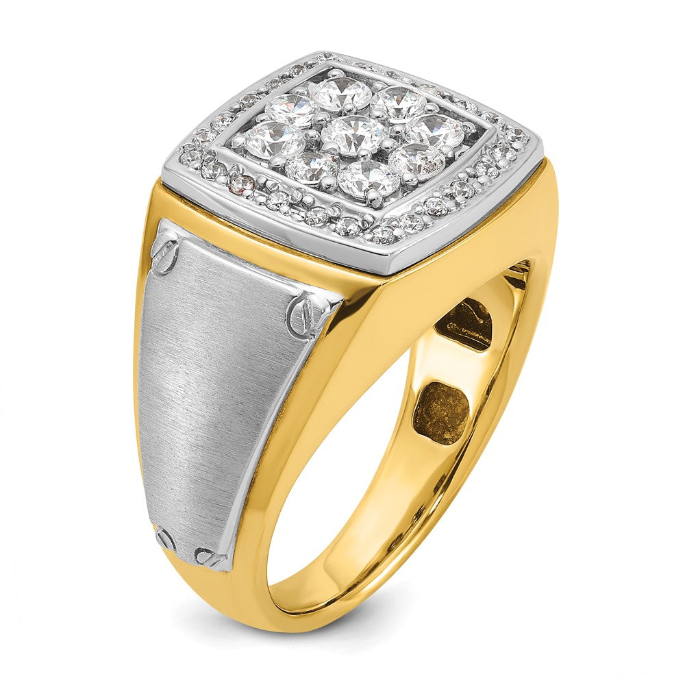14k Two-tone Two Tone 1 Ct. Lab Grown Diamond VS/SI+ G+ Men's Polished and Satin Cluster Ring