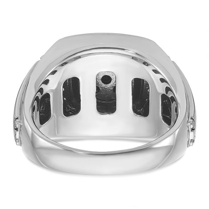 14k White Gold with Black Rhodium Men's 5/8 carat Black/White Diamond Complete Ring