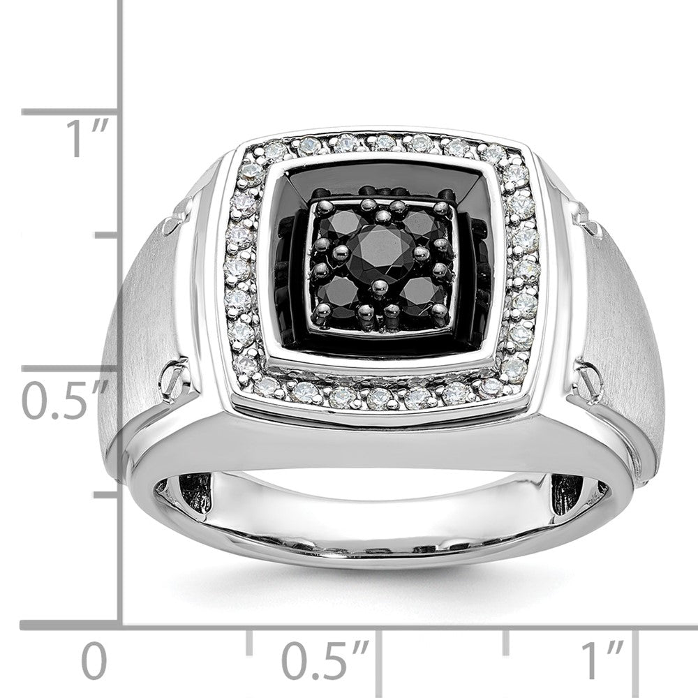 14k White Gold with Black Rhodium Men's 5/8 carat Black/White Diamond Complete Ring