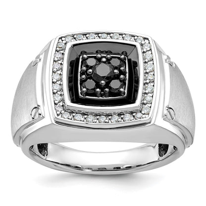 14k White Gold with Black Rhodium Men's 5/8 carat Black/White Diamond Complete Ring