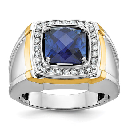 10K Two-Tone Ibgoodman Men'S Polished Gemstone And Diamond Ring Mounting