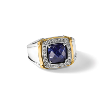 10K Two-Tone Ibgoodman Men'S Polished Gemstone And Diamond Ring Mounting