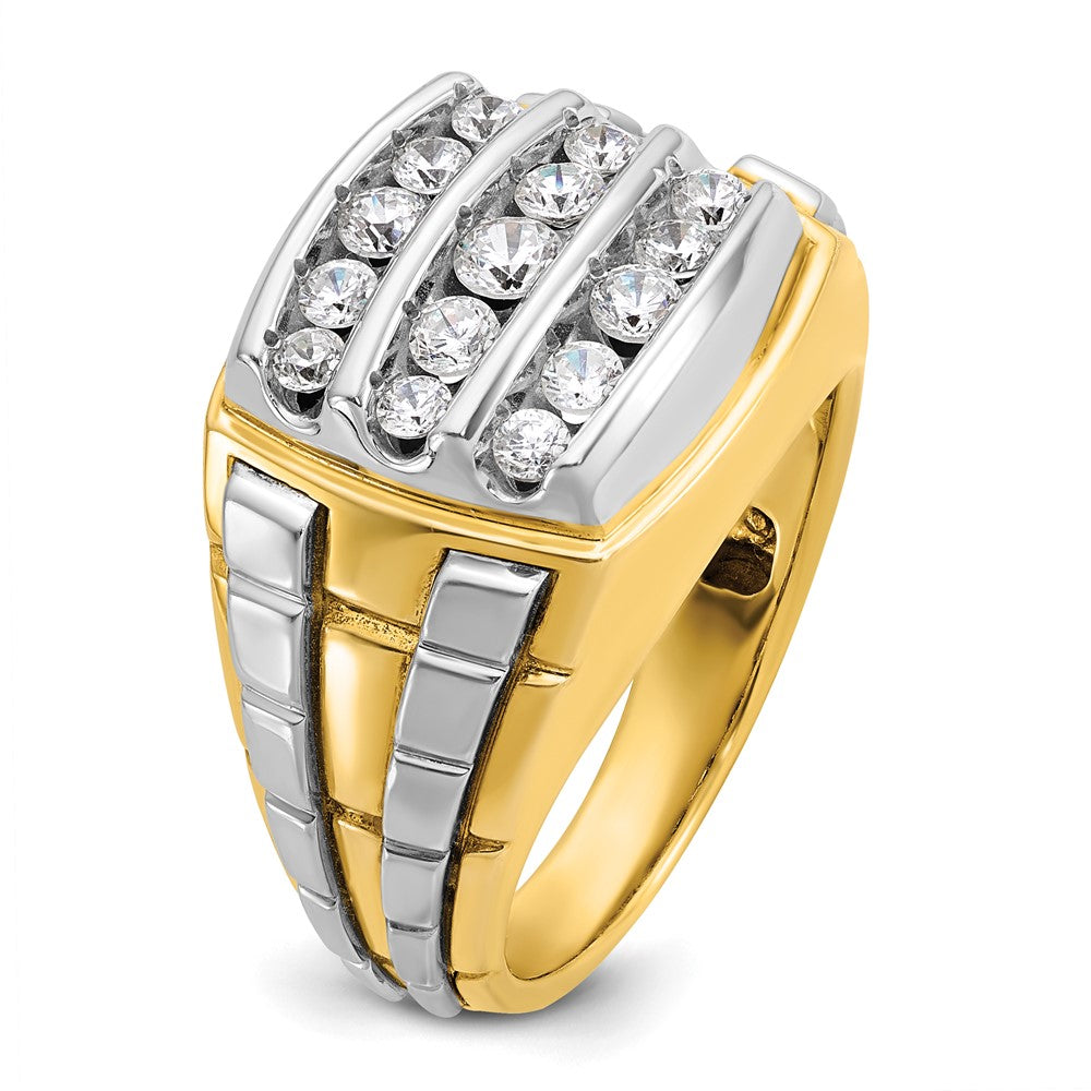 14k Two-tone Two Tone 1 Ct. Lab Grown Diamond VS/SI+ G+ Men's Polished and Satin Cluster Ring