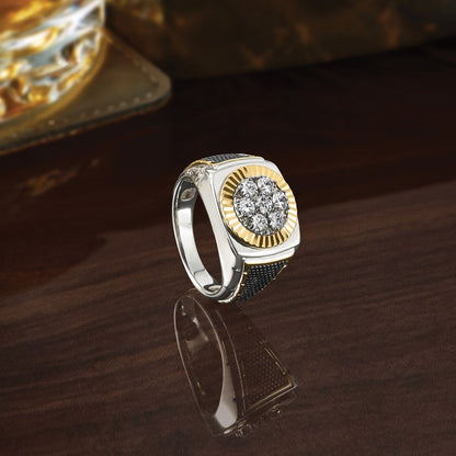 14k Two-tone Gold w/Black Rhodium Men's 1 carat Diamond Complete Ring