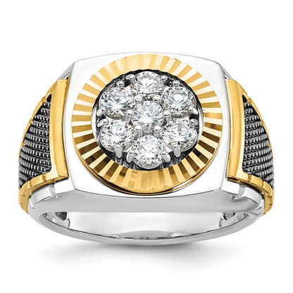 14k Two-tone Gold w/Black Rhodium Men's 1 carat Diamond Complete Ring