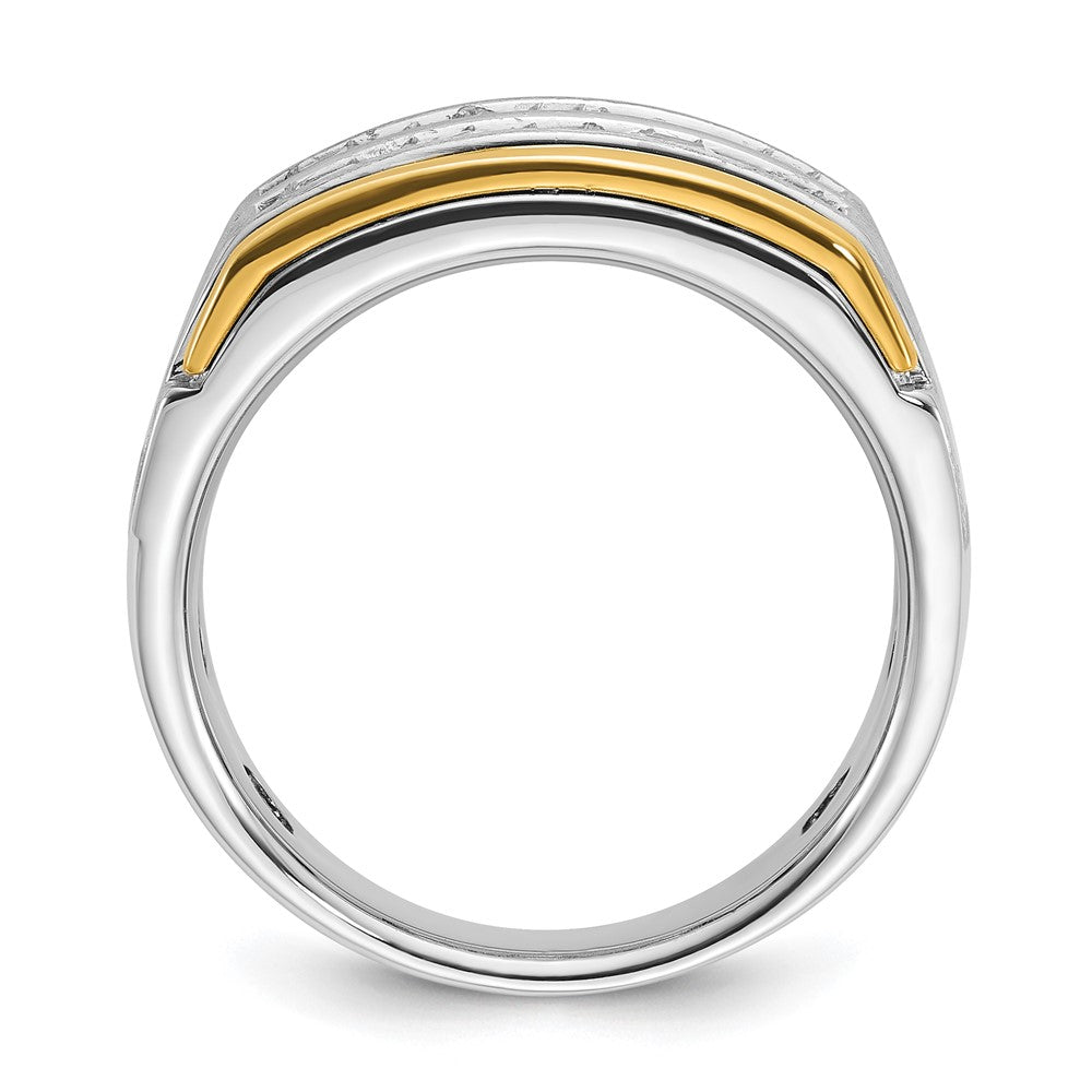 14k Two-tone Two Tone 2 Ct. Lab Grown Diamond VS/SI+ G+ Princess Polished and Satin Two Row Men's Ring