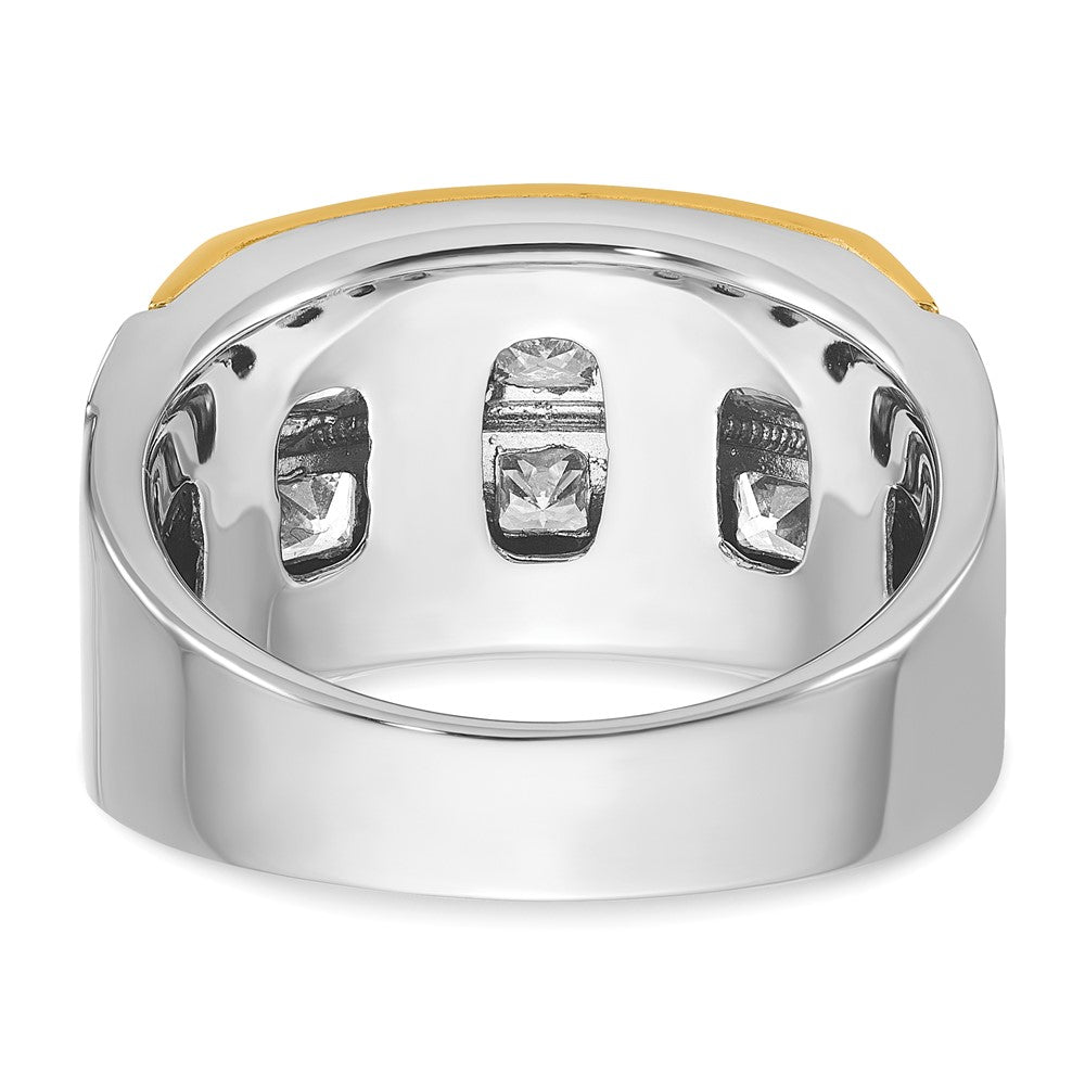 14k Two-tone Two Tone 2 Ct. Lab Grown Diamond VS/SI+ G+ Princess Polished and Satin Two Row Men's Ring
