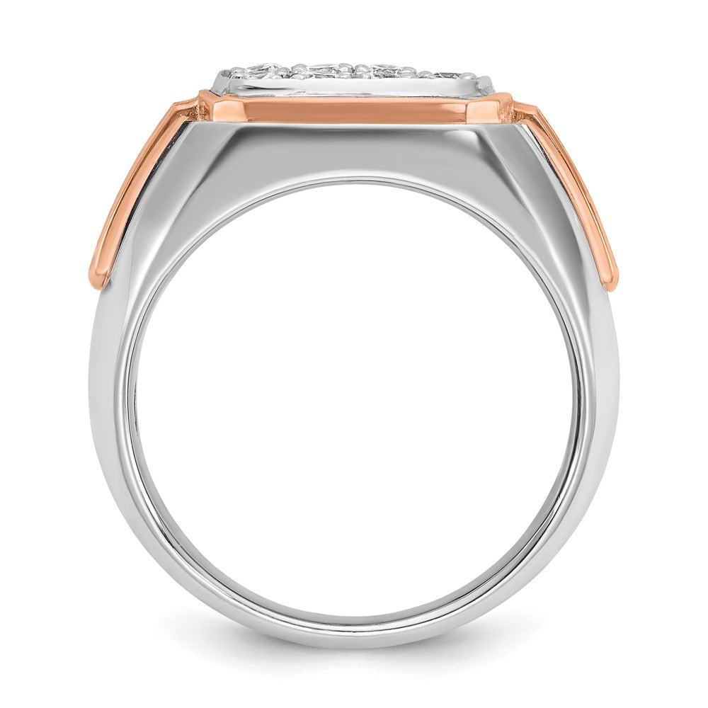 14k White/Rose Gold Two-tone Gold White/Rose Men's Satin 1 carat Diamond Complete Ring