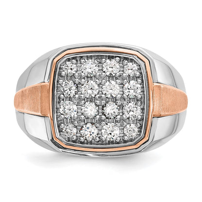 14k White/Rose Gold Two-tone Gold White/Rose Men's Satin 1 carat Diamond Complete Ring
