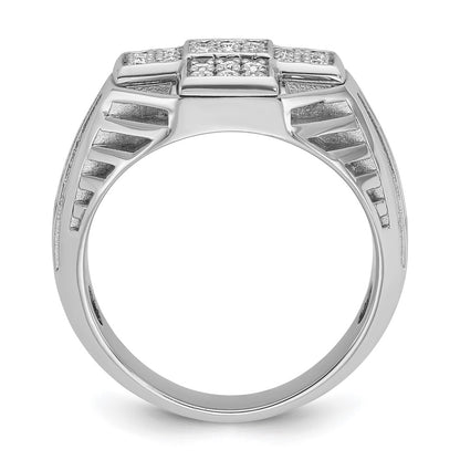 14k White Gold Men's Polished and Satin 1/2 carat Diamond Complete Ring