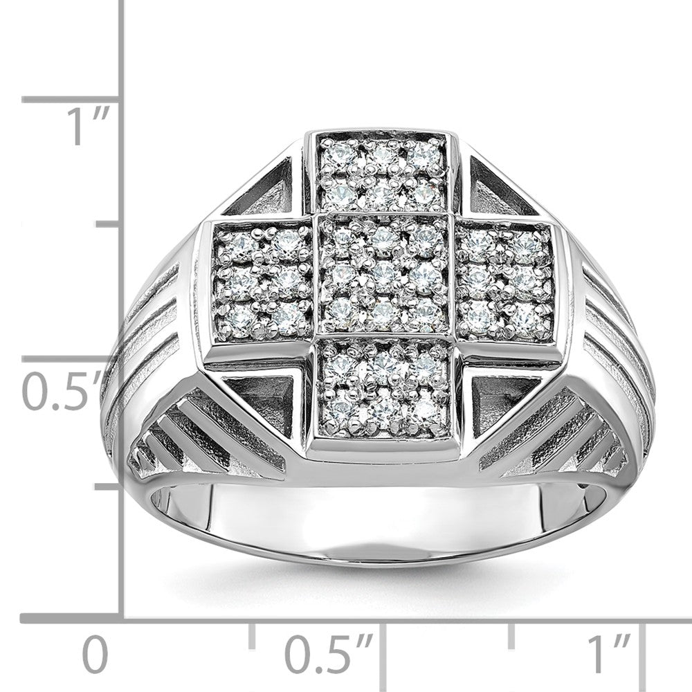 14k White Gold Men's Polished and Satin 1/2 carat Diamond Complete Ring