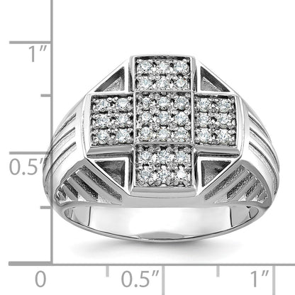 14k White Gold Men's Polished and Satin 1/2 carat Diamond Complete Ring