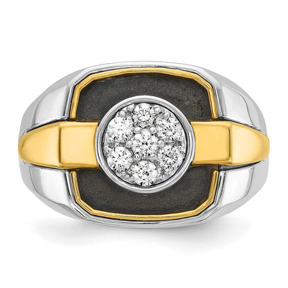 14k Two-tone Gold w/Black Rhodium Men's 1/2 carat Diamond Complete Ring