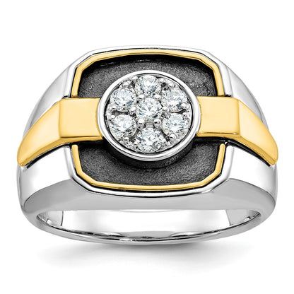14k Two-tone Gold w/Black Rhodium Men's 1/2 carat Diamond Complete Ring