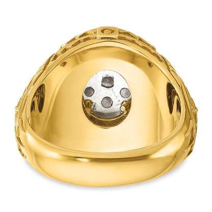 14k Two-tone Gold Men's 1.5 carat Diamond Cluster Complete Ring