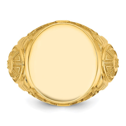14k Yellow Gold 18.5x15.75mm Men's Round Signet Ring