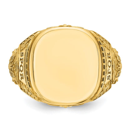 14k Yellow Gold 16.5x14.8mm Men's Cushion Signet Ring