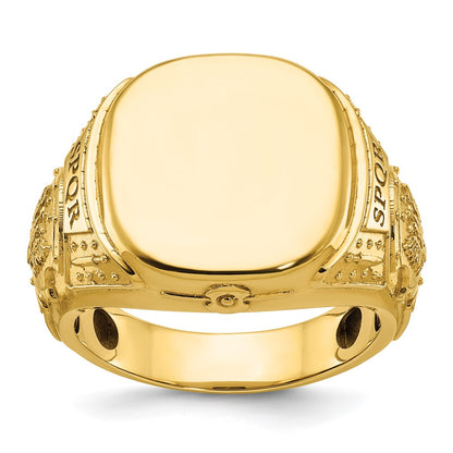 14k Yellow Gold 16.5x14.8mm Men's Cushion Signet Ring