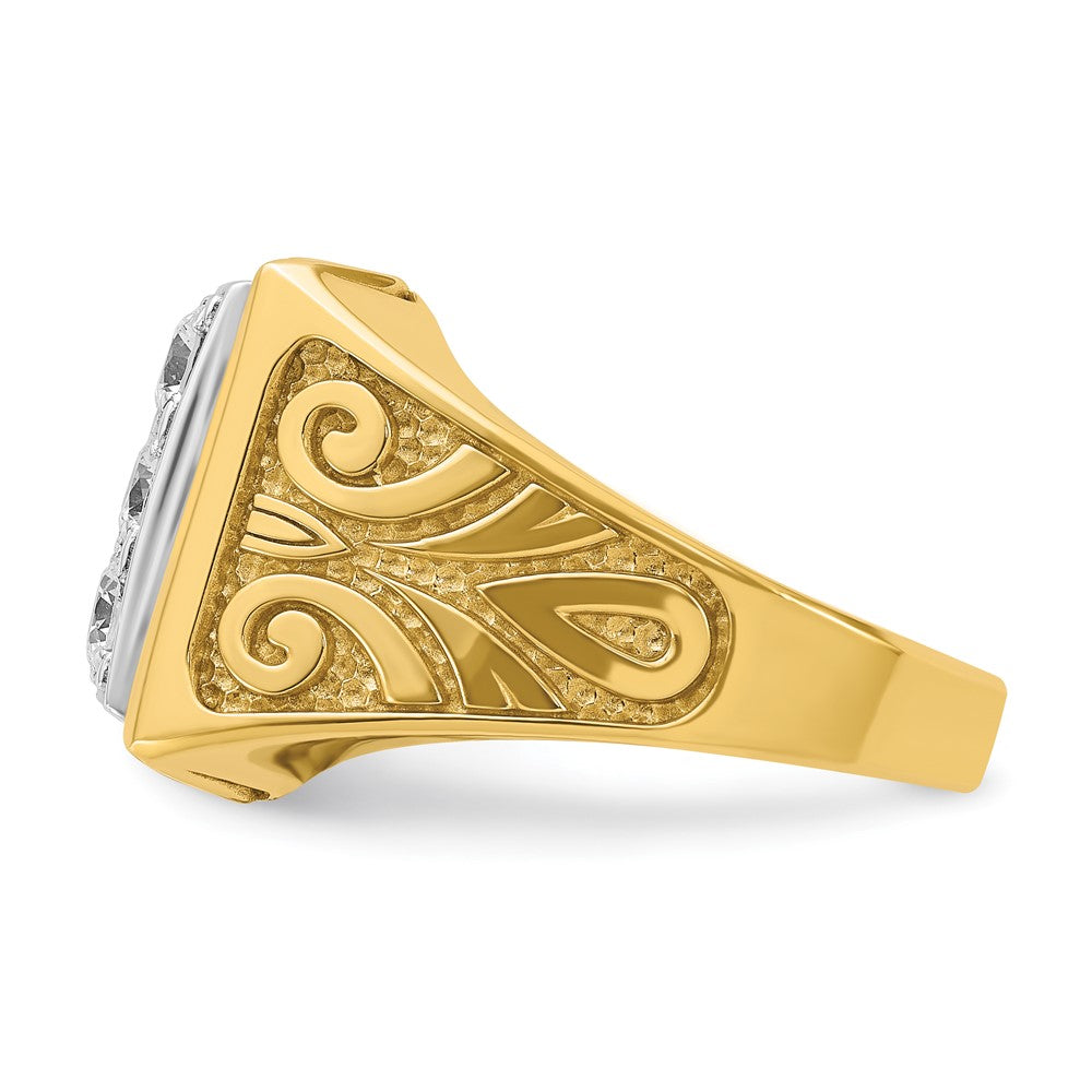 14k Two-tone Gold Men's Scroll Design 2 carat Diamond Complete Ring