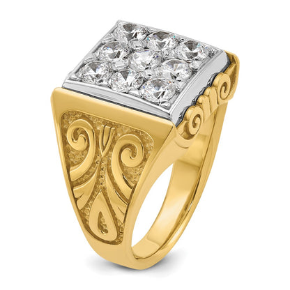 14k Two-tone Gold Men's Scroll Design 2 carat Diamond Complete Ring