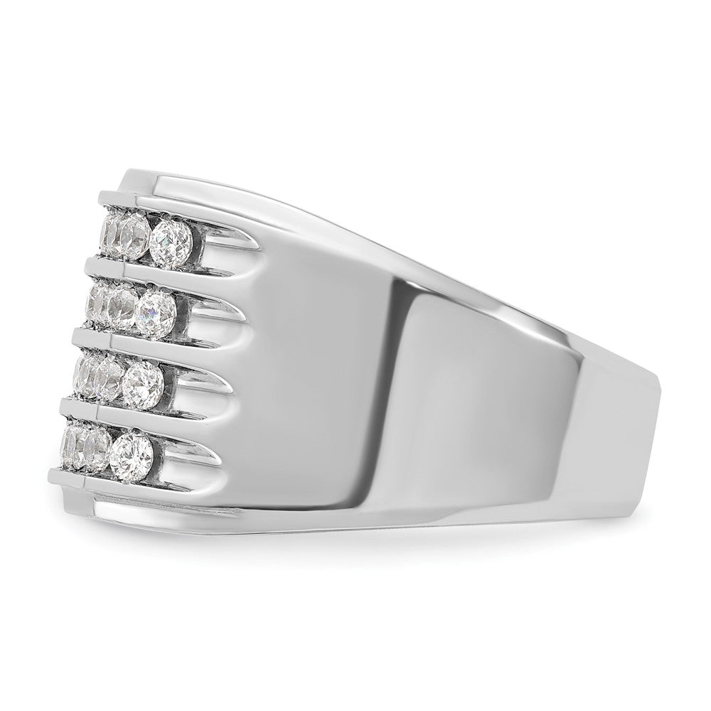 14k White Gold Men's Four-row 1.5 carat Diamond Complete Ring