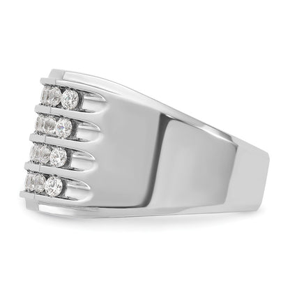 14k White Gold Men's Four-row 1.5 carat Diamond Complete Ring