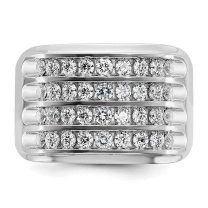 14k White Gold 1 5/8 Ct. Lab Grown Diamond VS/SI+ G+ Four Row Men's Ring