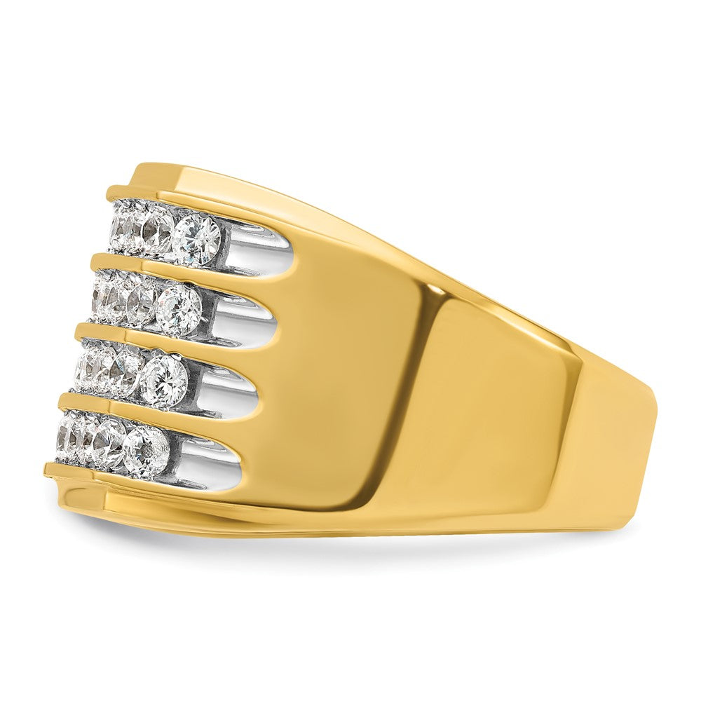 14k Yellow & Rhodium with White 1 5/8 Ct. Lab Grown Diamond VS/SI+ G+ Four Row Men's Ring