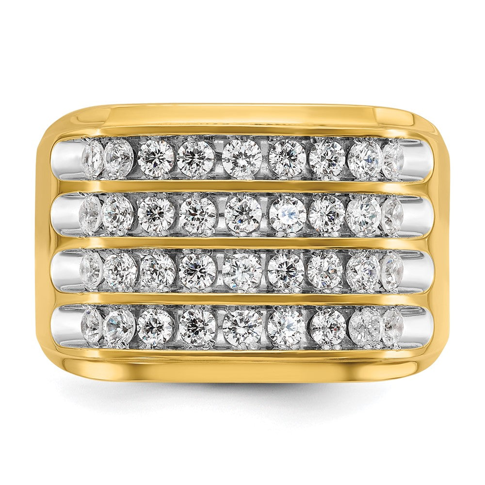 14k Yellow & Rhodium with White 1 5/8 Ct. Lab Grown Diamond VS/SI+ G+ Four Row Men's Ring