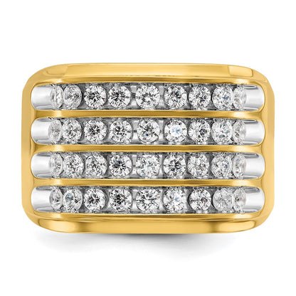 14k Yellow & Rhodium with White 1 5/8 Ct. Lab Grown Diamond VS/SI+ G+ Four Row Men's Ring